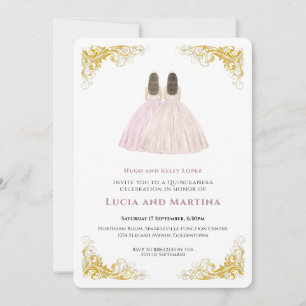 Einfache elegante Zwillinge Einladung Quinceanera
