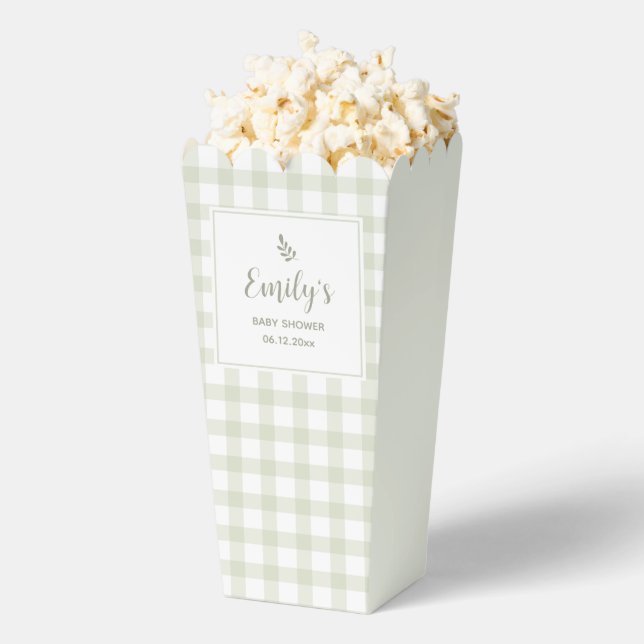 Einfache Elegantsage Green Gingham Baby Dusche Geschenkschachtel (Geplatzt)