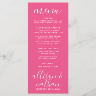 Einfache Eleganz 1 Nelkenrosa Minimal-Hochzeit Menükarte
