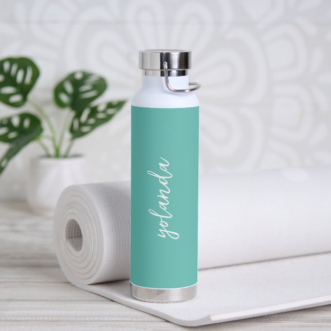 Einfache Eleganz Aquamarin Grün Türkis Moderne Trinkflasche (Yoga)