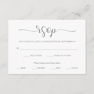 Einfache Eleganz   Auswahl an grauen und weißen UA RSVP Karte