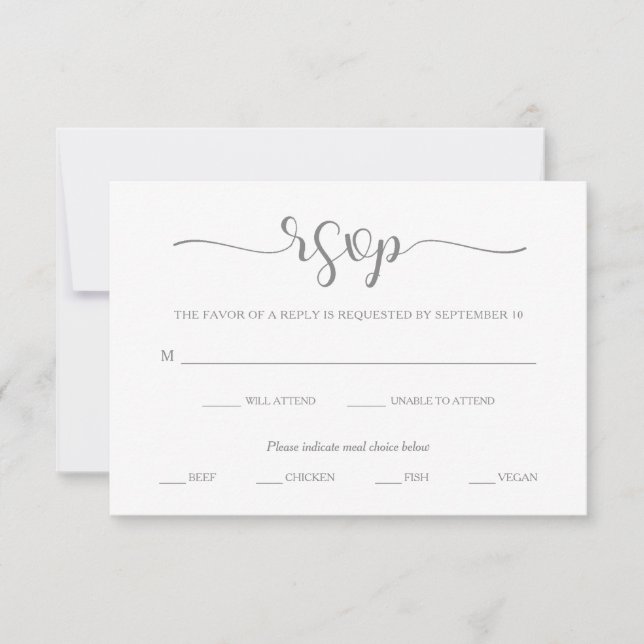 Einfache Eleganz | Auswahl an grauen und weißen UA RSVP Karte (Vorderseite)