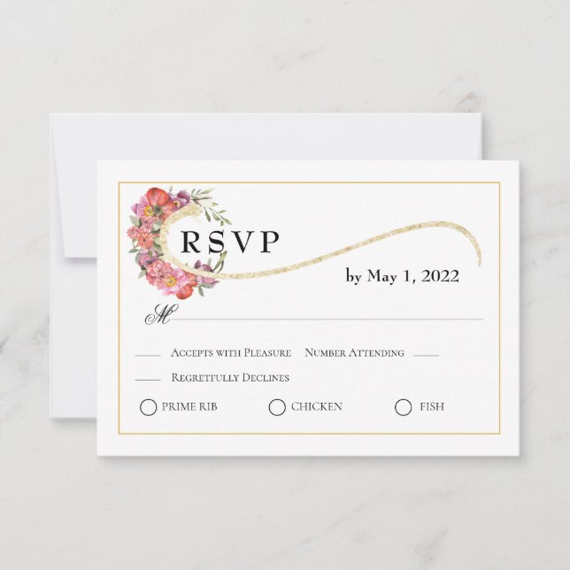 Einfache Eleganz, Blumen RSVP Karte (Vorderseite)