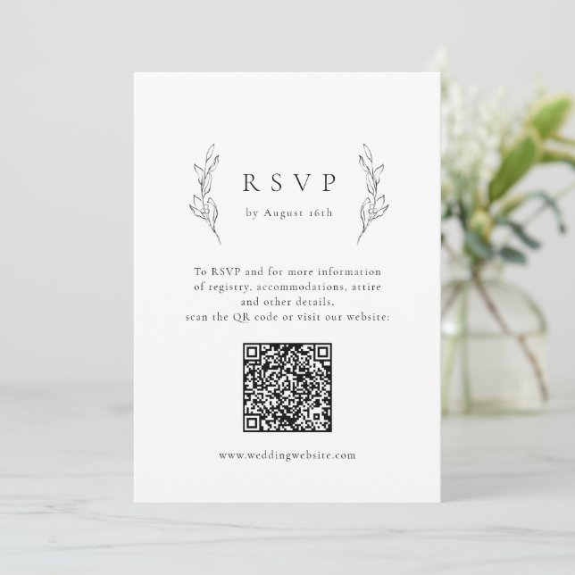 Einfache Eleganz botanische Vegetation QR Code Hoc Einladung (Stehend Vorderseite)
