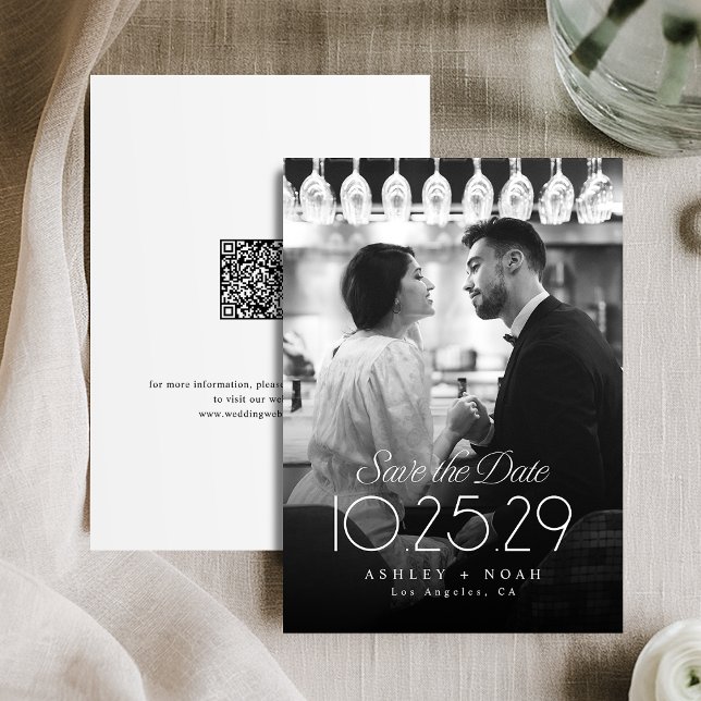 Einfache Eleganz Classy Script Foto-Hochzeit  Save The Date (Simple Elegance Classy Script Photo Wedding Save The Date)