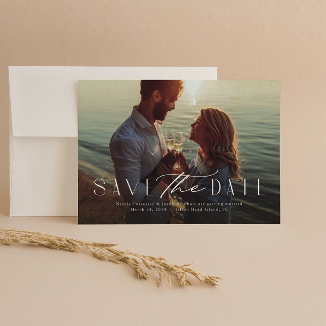 Einfache Eleganz eines Fotos, modern Save The Date (Von Creator hochgeladen)