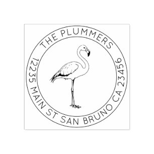 Einfache Eleganz - Flamingo Rücksendeadresse Gummistempel