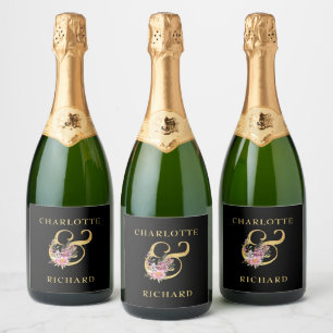 Einfache Eleganz, goldener Ampersand mit rosa Flor