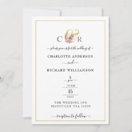 Einfache Eleganz, Goldgrenze und Ampersand Einladung