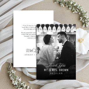 Einfache Eleganz Klassische Schrift Foto-Hochzeit Dankeskarte