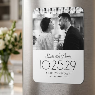Einfache Eleganz Klassische Schrift Foto-Hochzeit Magnet