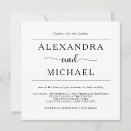 Einfache Eleganz | Minimale Schwarz-Weiß-Hochzeit Einladung