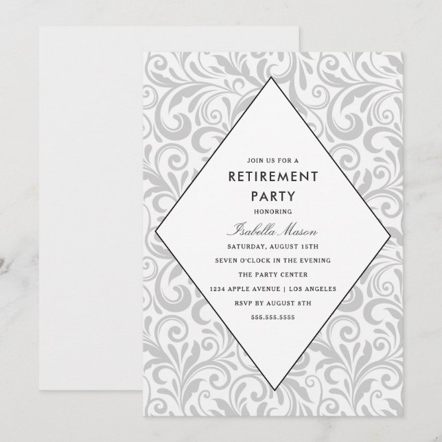 Einfache Eleganz| Party Einladung für die Altersve (Vorne/Hinten)