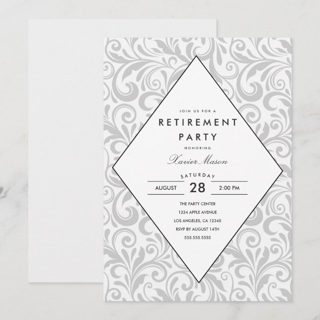 Einfache Eleganz| Party Einladung für die Altersve (Vorne/Hinten)