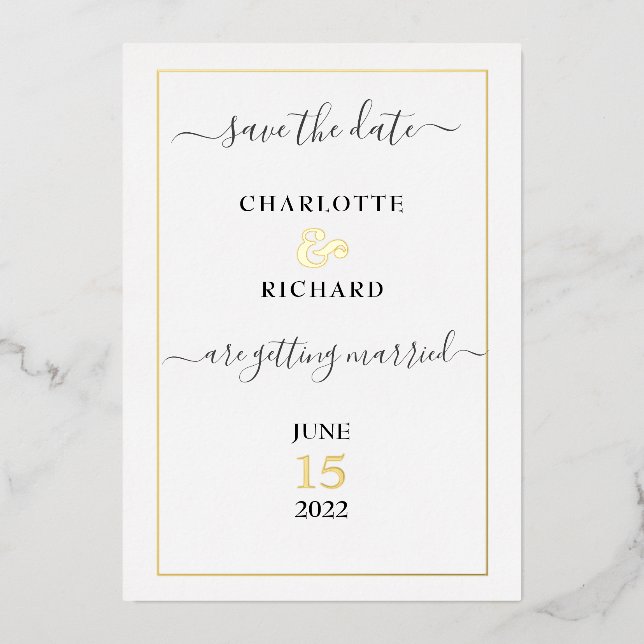 Einfache Eleganz, Save the Date, Folieneinladung (Vorderseite)