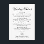 Einfache Eleganz Schwarz und Weiß für Hochzeiten Begleitkarte<br><div class="desc">Diese Umschließkarte ist der perfekte Weg,  um Ihren Gästen wichtige Informationen zu geben,  die nicht auf die formelle Einladung passen. Die vorgeschlagenen Informationen beinhalten Details zum Empfang,  Unterkunft,  Transport,  Geschenkregister und Website. Das Schwarz-Weiß-Design ist einfach,  aber elegant mit einem laksigen Skripttitel. Die Rückseite der Karte ist blassgrau.</div>