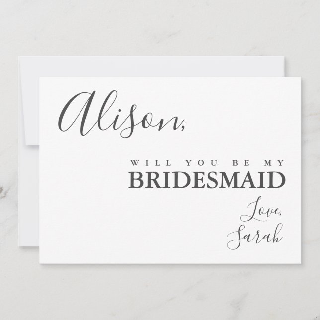 Einfache Eleganz sei meine Bridesmaid-Vorschlagska Einladung (Vorderseite)