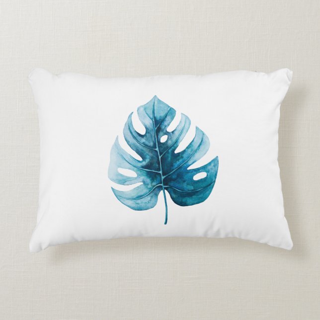 Einfache Eleganz Tropisches Wasser Monstera Dekokissen (Vorderseite)