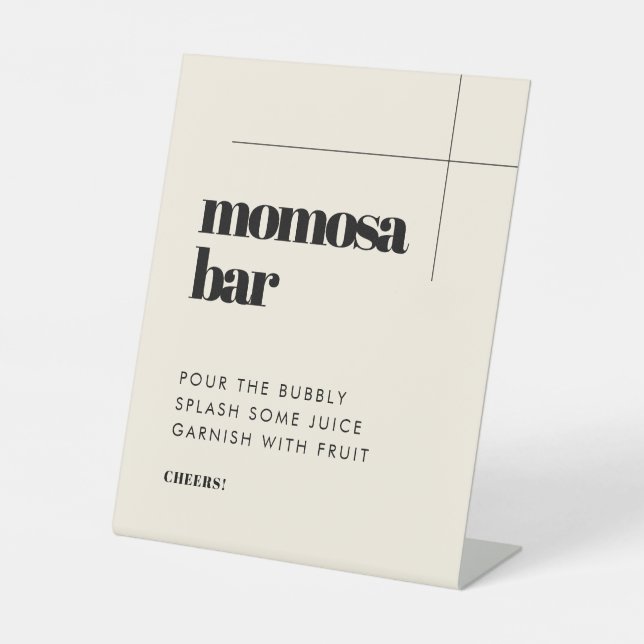 Einfache Eleganz und Chic Momosa Bar Sockelschild (Vorderseite)
