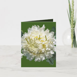 Einfache Eleganz Weiße Blüte Chrysanthemen-Hochzei Dankeskarte