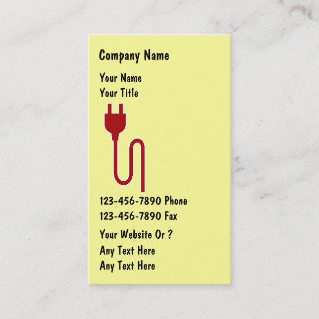 Einfache Elektriker-Visitenkarten Visitenkarte (Vorderseite)