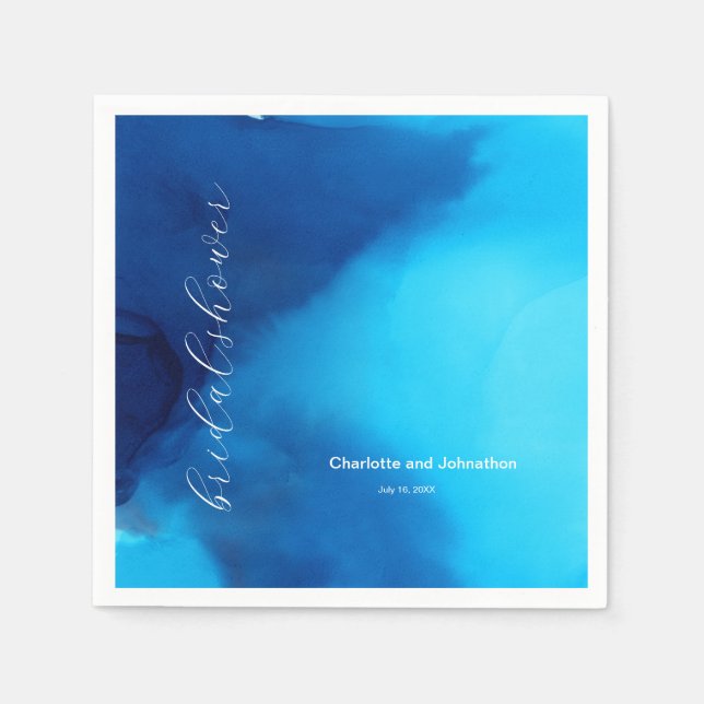Einfache elektrische blaue, moderne Drucktinte Serviette (Vorderseite)