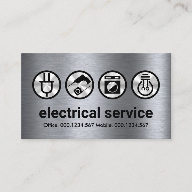 Einfache elektrische Silver Icons Electric Visitenkarte (Vorderseite)