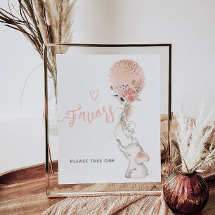 Einfache Elephant & Balloon Baby Dusche bevorzugt Poster