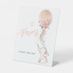 Einfache Elephant & Balloon Baby Dusche bevorzugt Sockelschild