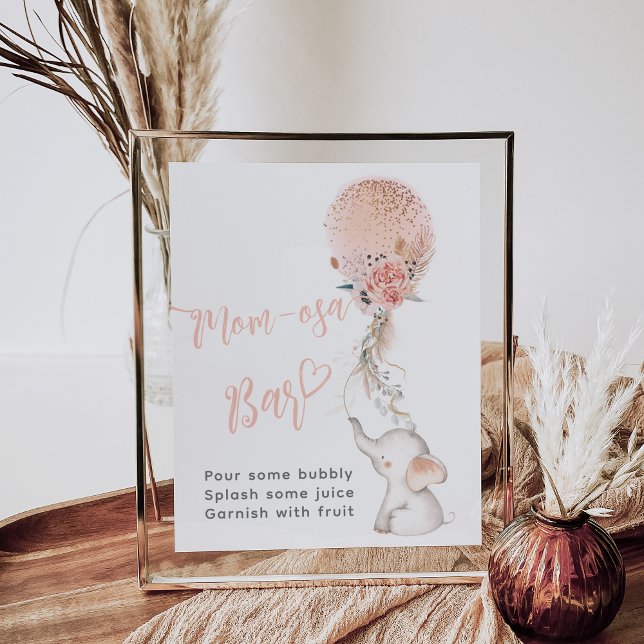 Einfache Elephant & Balloon Baby Shower Bar Poster (Von Creator hochgeladen)