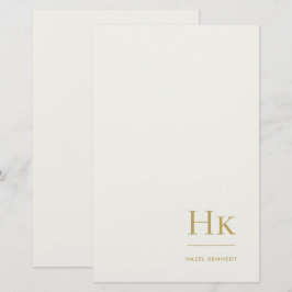 Einfache Elfenbeingold-Monogramm-Benutzerdefiniert Briefpapier