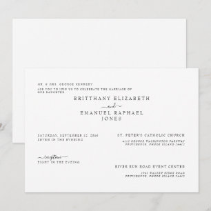 Einfache Eltern mit weißer Braut Einladung