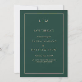 Einfache Emerald Green Formal Monogram Wedding Save The Date