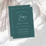 Einfache Emerald Green Monogram Hochzeitseinladung Feiertagskarte<br><div class="desc">Einfache Emerald Green Monogram Einladung zur Hochzeit. Stilvoll beeindrucken Sie Ihre Hochzeitsgäste mit dieser trendigen, dunkelgrünen Hochzeitseinladung, die ein schönes weißes Drehbuch mit den Initialen von Braut und Bräutigam auf einem smaragdgrünen Hintergrund enthält. Diese Einladung hat ein atemberaubendes Waldgrün-Design, mit modernen und minimalistischen Farbtupfern, perfekt für Ihre einfache, trendige, minimalistische...</div>