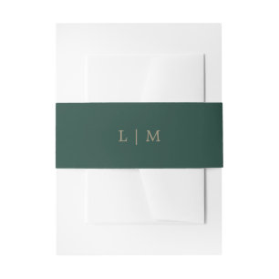 Einfache Emerald Monogram Minimal Elegante Hochzei Einladungsbanderole
