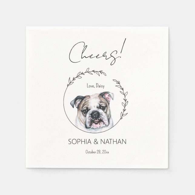 Einfache englische Bulldog-Hochzeitcocktail Serviette (Vorderseite)