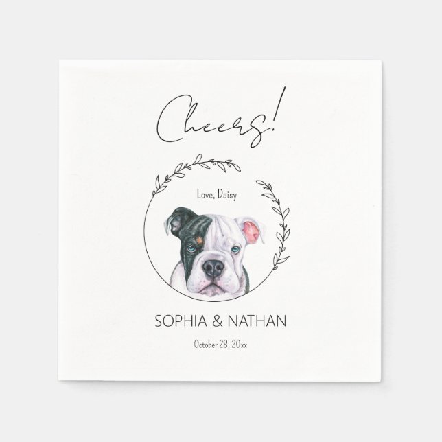 Einfache englische Bulldog-Hochzeitcocktail Serviette (Vorderseite)