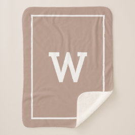 Einfache erdige Beige Toned Initial Monogram Sherpadecke