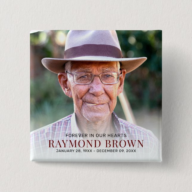 Einfache Erinnerung an das Foto der Beerdigung Button (Vorderseite)