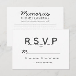 Einfache Erinnerungen-Gedenkantwort RSVP Karte