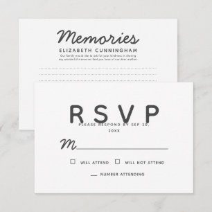 Einfache Erinnerungen-Gedenkantwort RSVP Karte