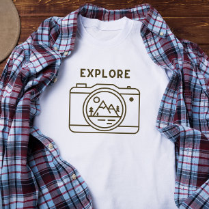 Einfache Erkunde-Mehr-Kamera T-Shirt