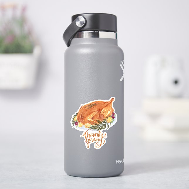 Einfache Erntedank Türkei Abendessen Einladung Aufkleber (HydroFlask)