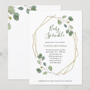 Einfache Eucalyptus Greenery Geometric Baby Sprink Einladung