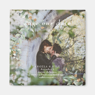 Einfache Eukalyptus-Foto-Save-the-Date-Magnet Magnet