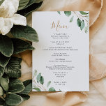 Einfache Eukalyptus Greenerity Wedding Menu Card Einladung<br><div class="desc">Dieses individuell anpassbare Menu Template wurde für die Abstimmung mit unserer Moody Greenery Hochzeitskollektion entworfen und verfügt über einen goldenen geometrischen Rahmen mit Aquarellfarben-Eukalyptus-Ästen,  mit Gold und Grau-Text. Um erweiterte Änderungen vorzunehmen,  wählen Sie bitte unter Personalisieren dieser Vorlage die Option "Klicken Sie auf,  um weitere Anpassungen vorzunehmen".</div>