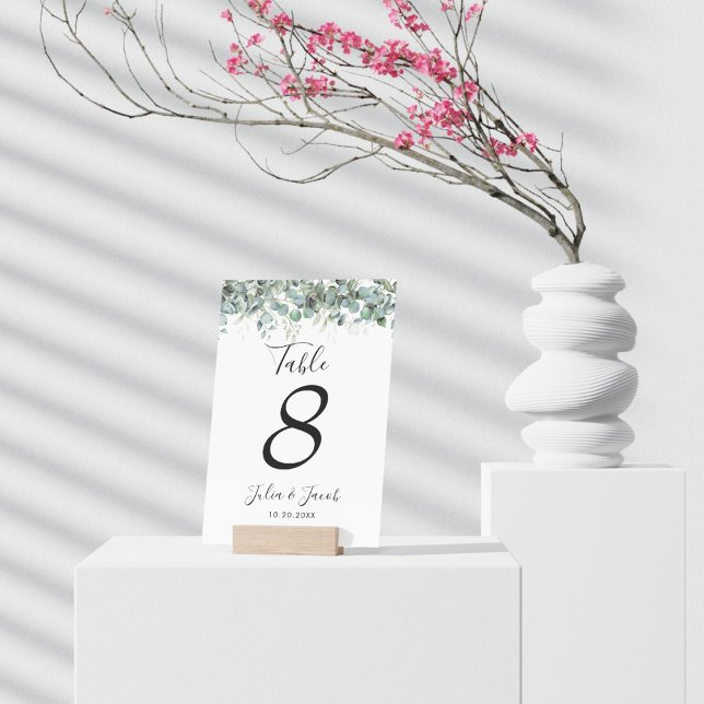 Einfache Eukalyptus Greenerity Wedding Party Tischnummer (Simple Eucalyptus Greenery Wedding Party Supplies)
