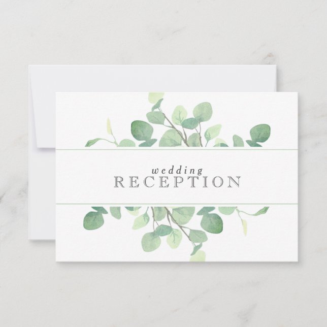 Einfache Eukalyptus Greenerity Wedding Reception C RSVP Karte (Vorderseite)