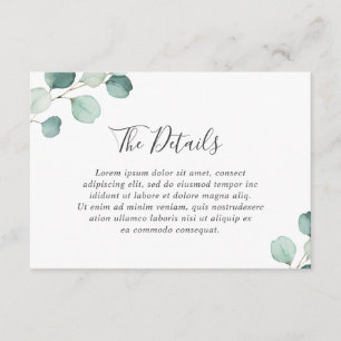 Einfache Eukalyptus Greenery Elegante Hochzeit Begleitkarte