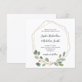 Einfache Eukalyptus-Grüne | Geometrische Hochzeit Einladung